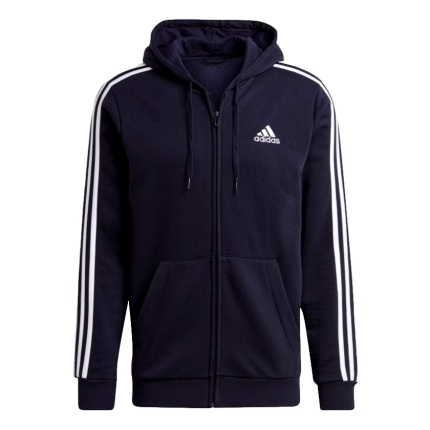 Adidas Mens Essentials Fleece 3 Stripes Full Zip Hoodie